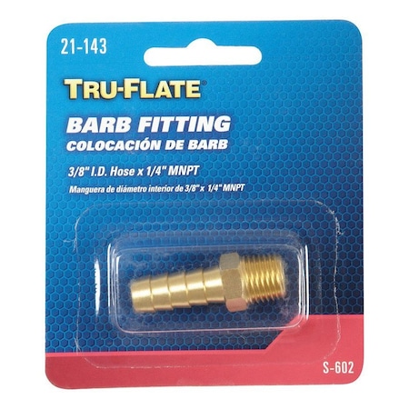 Tru-Flate Tru-Flate Brass Barb Hose Fitting 3/8 Male 1 pc 21143